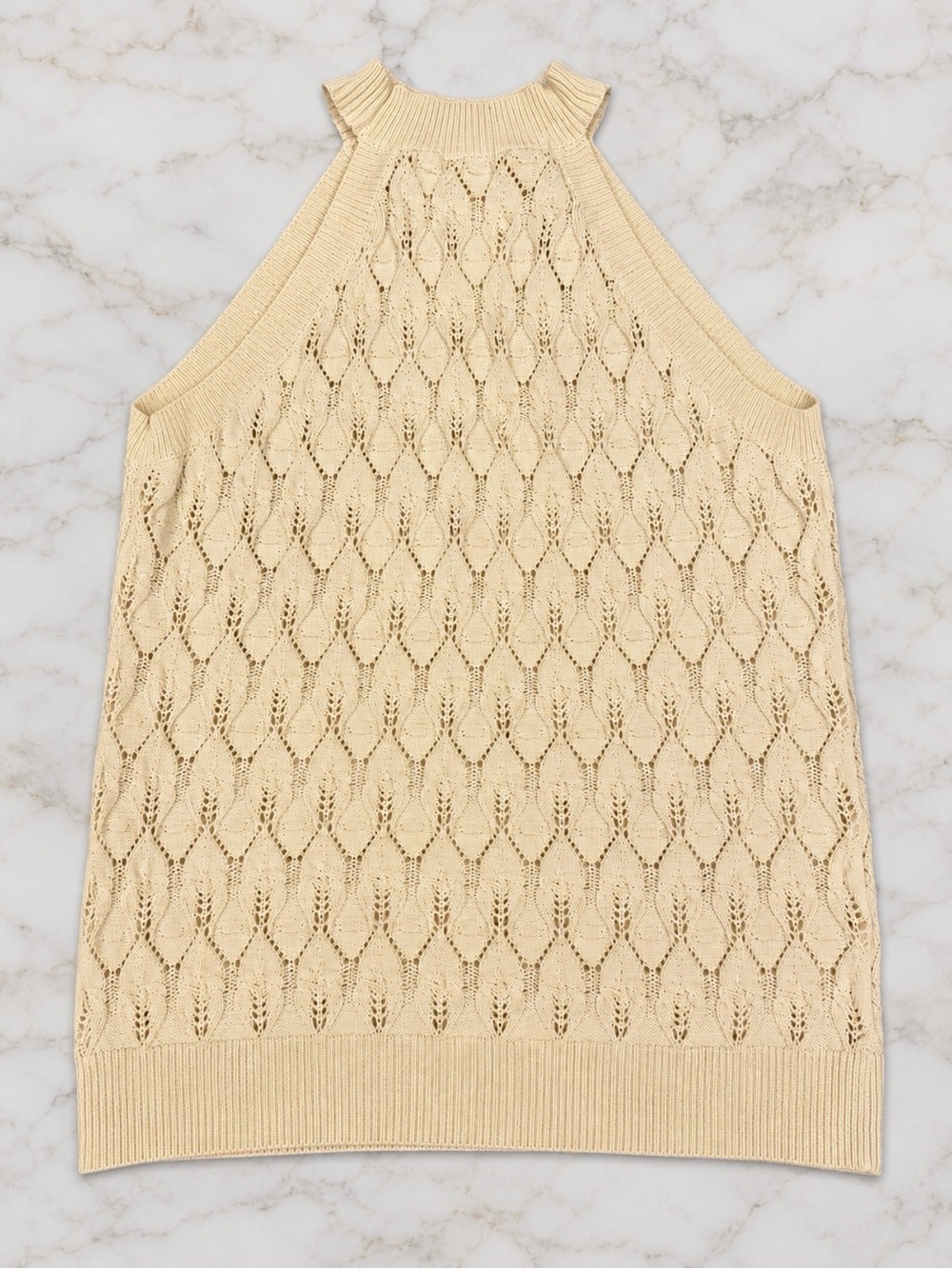 Womens Cream Knit Halter Sweater Top
